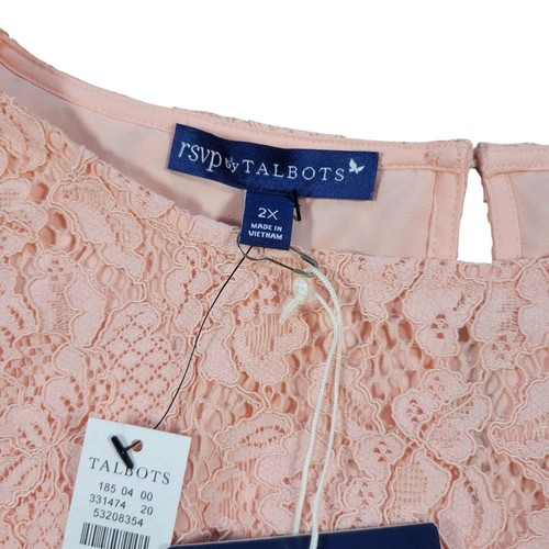 RSVP Talbots Blouse Womens 2X Pink Lace Poet Sleeve Shirt Easter Spring Church - Picture 3 of 11