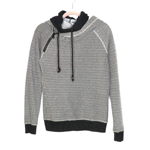 MAISON SCOTCH Zip Contrast Hood Sweatshirt Terry Cloth in Gray Women's 1 US 4 - Picture 1 of 7