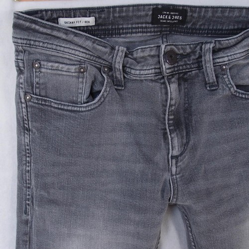 Mens Jack and Jones Skinny Stretch Slim Skinny Grey Jeans W30 L32 - Picture 2 of 7