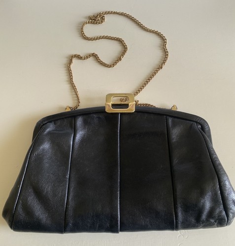 Borsa a tracolla vintage Jane Shilton in pelle nera - Foto 1 di 23