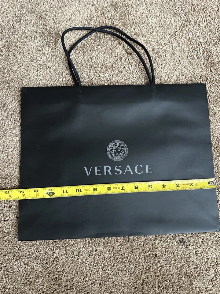 "3 bolsas de papel de compras negras auténticas Versace bolso de regalo mediano 14"" X 11"" X 6,25""" Foto 2 de 4