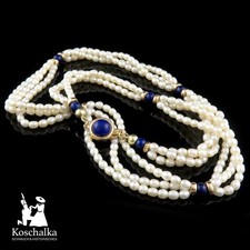 Traumhaftes Vintage Perlen & Lapis Collier, 5...