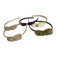 Girls mink bow headband choose rhinestone