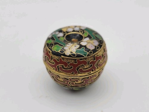 Vintage Hand Decorated Floral Cloisonne Vanity Trinket Ring Boxes - Set Of 5 - Picture 10 of 10