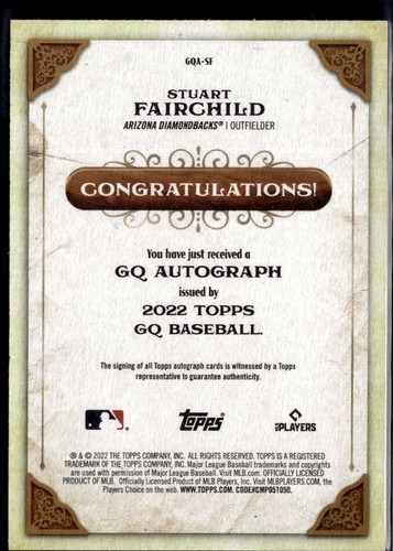 2022 TOPPS GYPSY QUEEN ROOKIE AUTOGRAPH #GQA-SF STUART FAIRCHILD RC - Picture 2 of 2