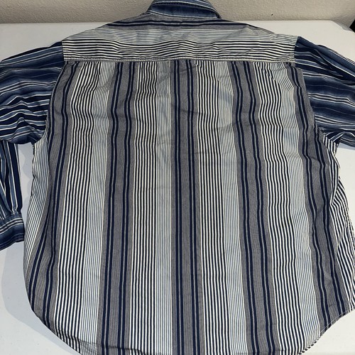 Vintage 90s Marithe Francois Girbaud Shirt Size L Baggy Blue Striped Made in USA - Bild 14 von 18