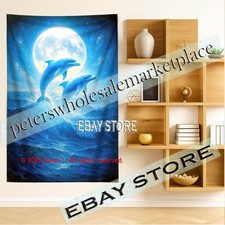 Dolphin Ocean Wall Tapestry fantasy large print 39X59 in