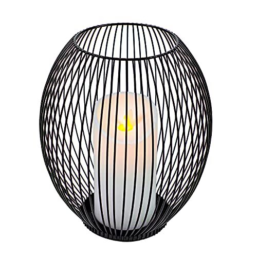 Metal Candle Holder Lantern, Black, Large , New - Picture 1 of 7