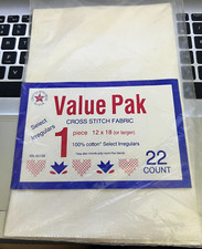 VP Cross Stitch Fabric, Aida 22 Count, 12 x18 , White, 100 Cotton
