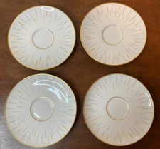 4 VINTAGE THOMAS GERMANY Mid Century Modern Colorful Burst Saucer 6”