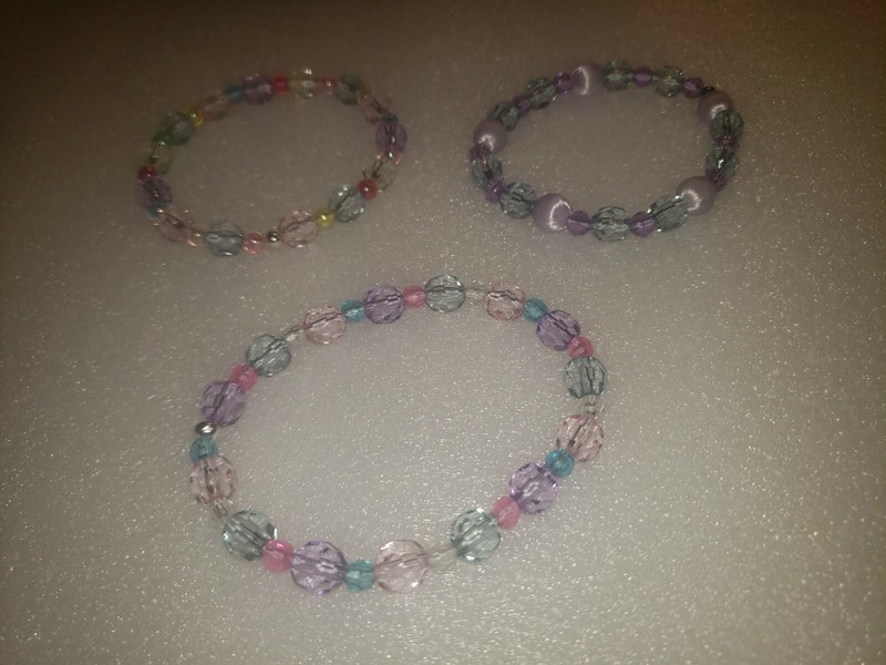 Beautiful Handmade Colored Beaded Stretch Bracelet 3 Pack