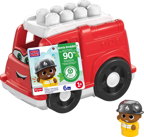 Juego de juguetes Mega BLOKS First Builders bloques de construcción para niños pequeños, camión de bomberos Freddy con - Imagen 10 de 12