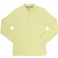 NEW French Toast Boys' Long-Sleeve Pique Polo Shirt Yellow L 10/12