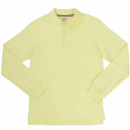 *NEW* French Toast Boys' Long-Sleeve Pique Polo Shirt Soft Yellow L (10/12)