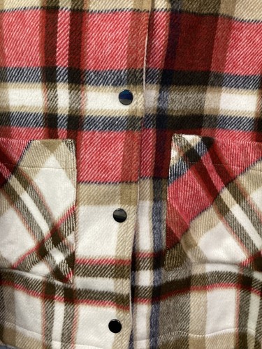 For the Republic Women's Red/Brown Heavy Flannel Long Sleeve Crop Jacket Size L - Picture 4 of 14