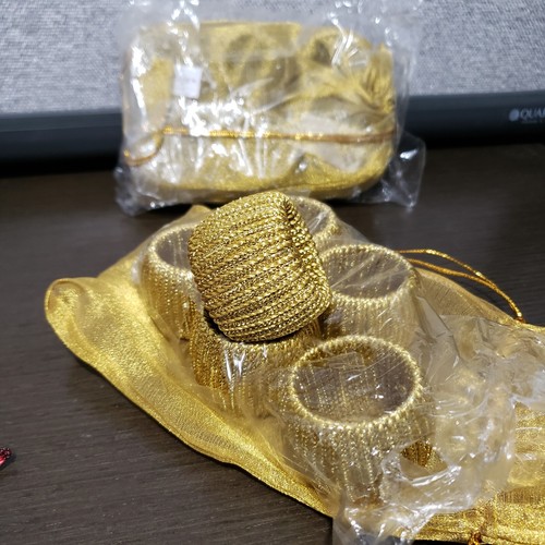 NWT Always Elegant Gold Beaded Napkins Rings 2,5" Set of 6 - Picture 9 of 13