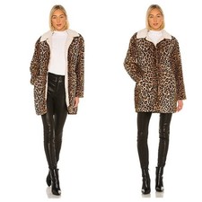 Sanctuary X Revolve Sierra Faux Fur Leopard Coat Size Xs
