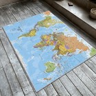 World Map Area Rug Educational Carpet for Kids Nonslip Washable Mat School Decor