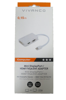 VIVANCO Universal Adapter Mini DisplayPort auf HDMI- DVI- VGA