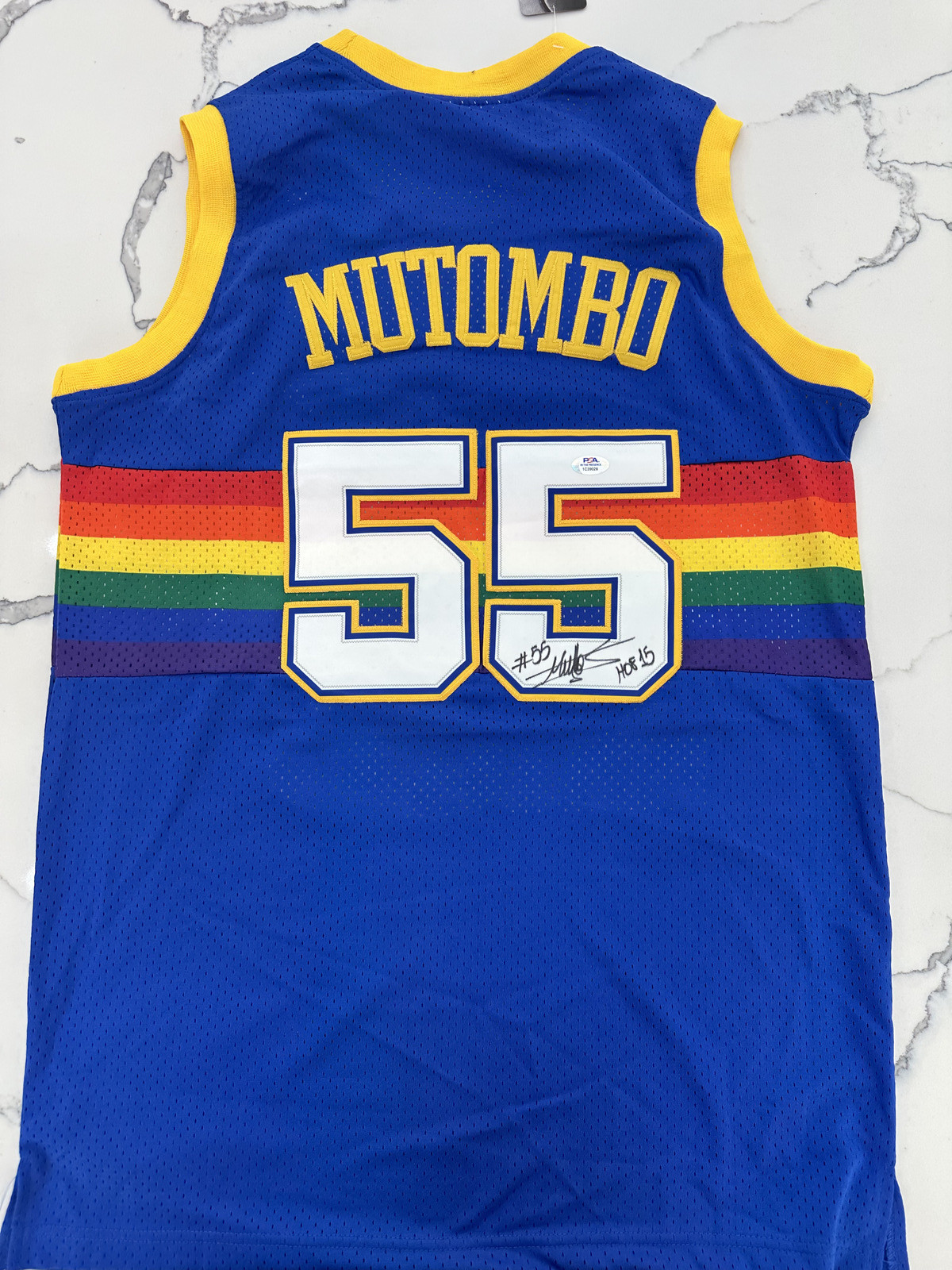 Dikembe Mutombo Autographed Signed Denver Nuggets NBA HOF Inscribed Jersey PSA