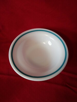 Vintage Pyrex Tableware Teal Blue Stripe Bowl #358 Milk Glass By Corning