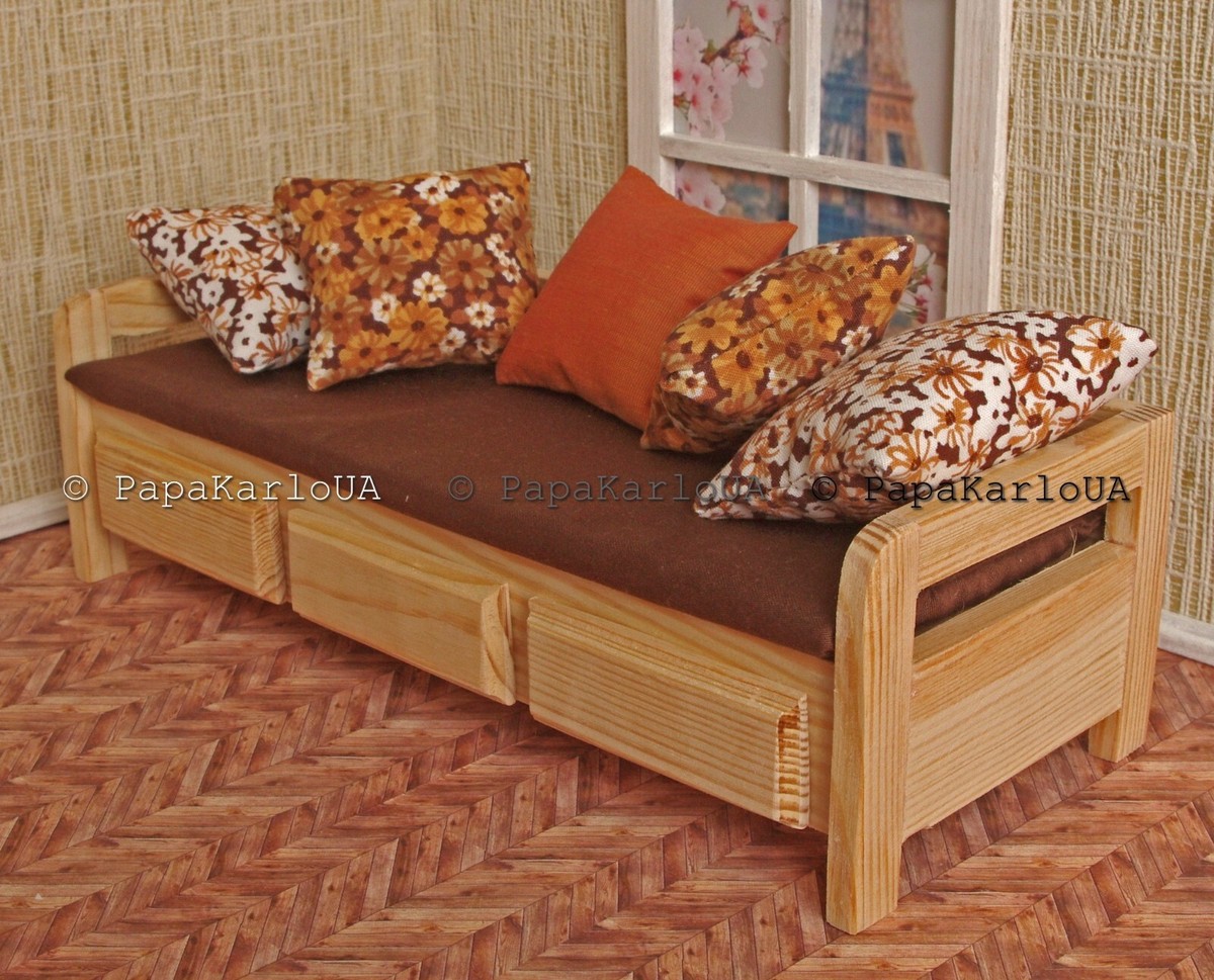 SOFA Couch dolls house wooden Furniture 1:6 scale living room