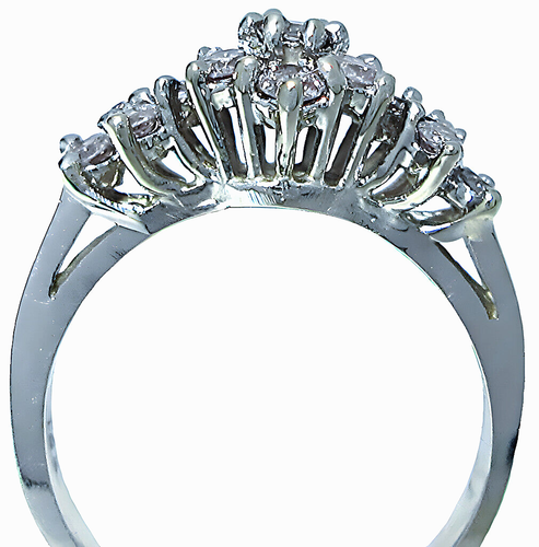 Cluster-Ring Damen 18 Karat Weißgold schwach rosafarbener Diamant - Bild 2 von 7