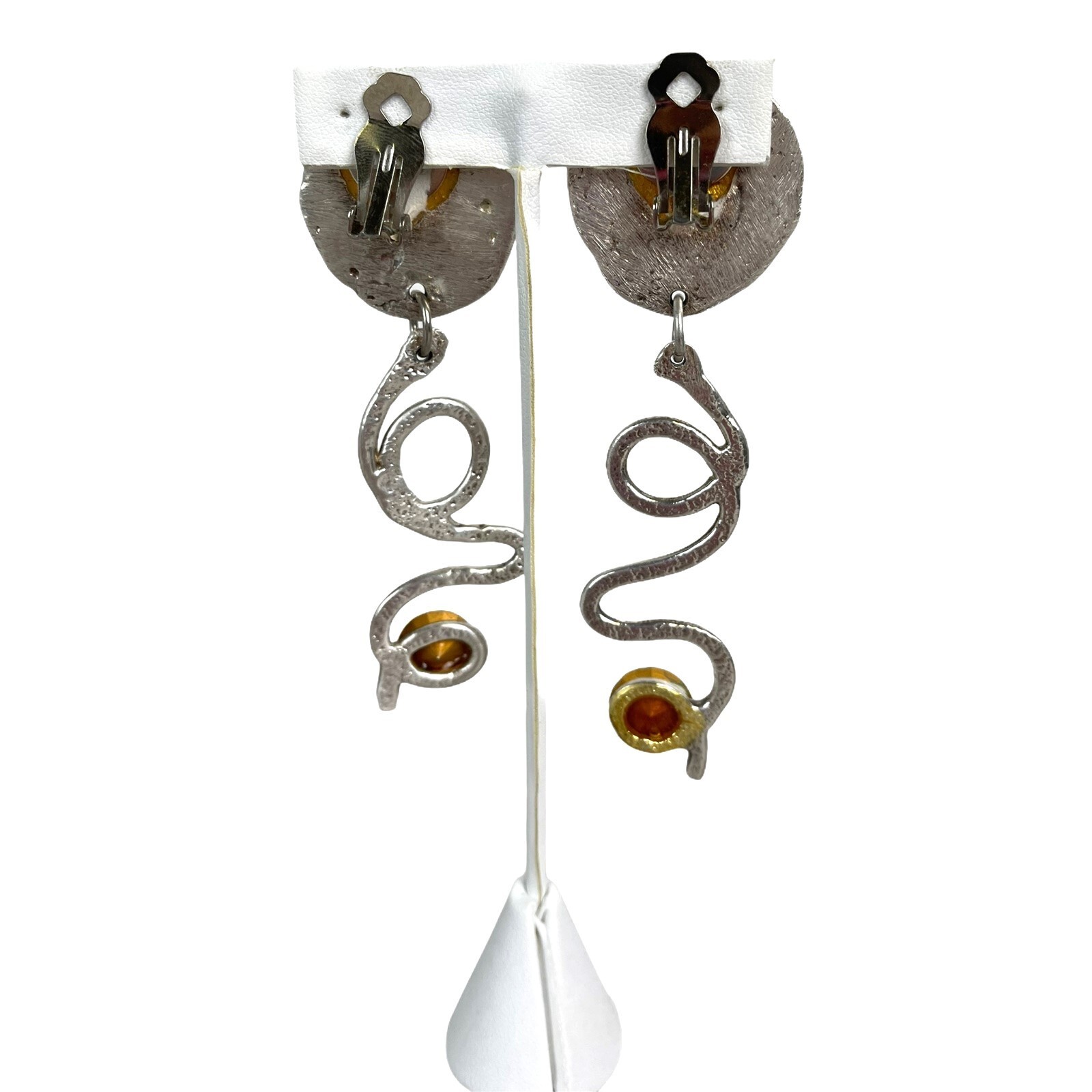 Vintage Runway Statement Silver Dangle Earrings a… - image 6