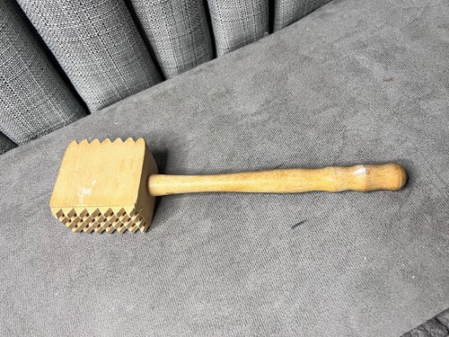 Vintage Wooden Kitchen Mallet Meat Tenderizer 13" Collectible
