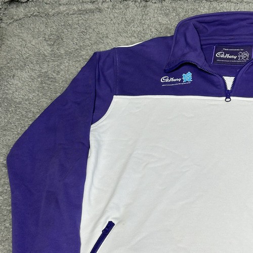 Pullover XL de los Juegos Olímpicos de Londres 2012 Cadbury púrpura/blanco 1/4 cremallera - Imagen 5 de 21