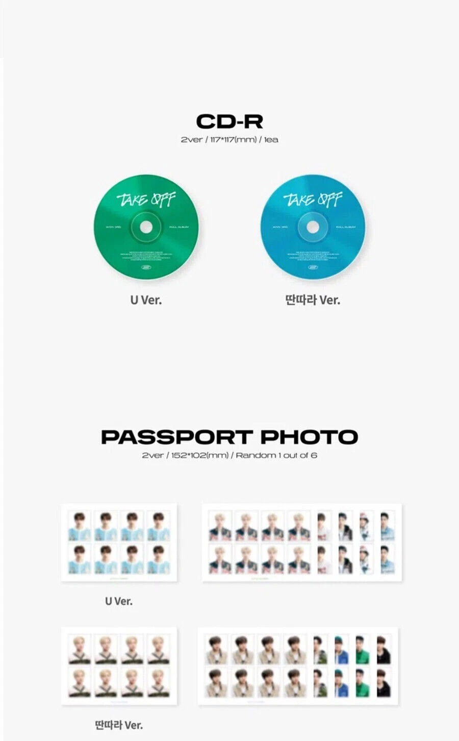 iKON [TAKE OFF] 3rd Full Album U Ver CD+2 Book+Photo+Tag+Sticker+
