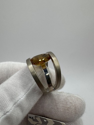 Anello donna argento sterling 925 massiccio grande inserto 14,62 g sultanite misura 8,5 - Foto 6 di 11