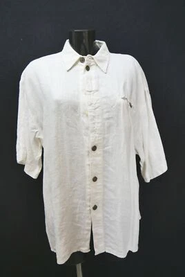Trachtenhemd Hillebrand Leinenhemd schwer kurzarm weiß 2 Knöpfe fehlen Gr.XL 43 - Bild 1 von 4