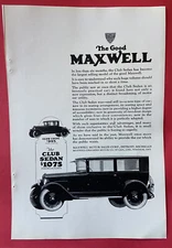 Vintage 1924 Maxwell Motors Automobile ad crease / stain free