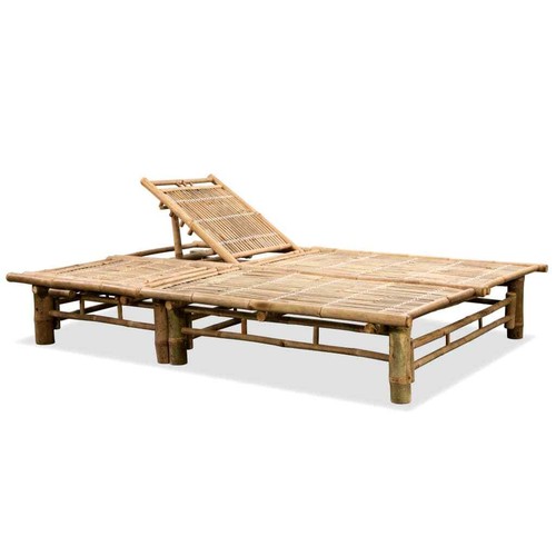 vidaXL 2-Person Sun Lounger Bamboo - Picture 2 of 7