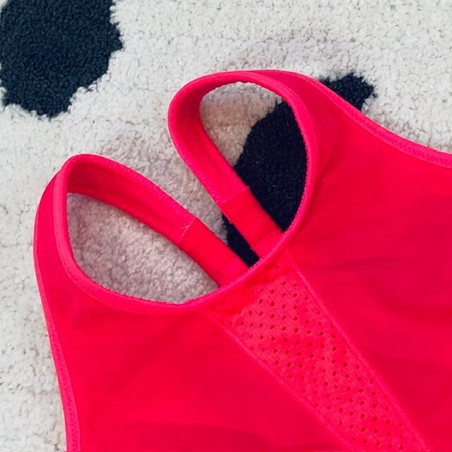 Sutiã esportivo Sweaty Betty $65 32C alta intensidade neon malha coral corrida ativa - Imagem 4 de 4