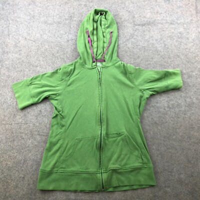 Duluth Trading Hoodie Womens Small Green Purple Fleece Short Sleeve Full  Zip