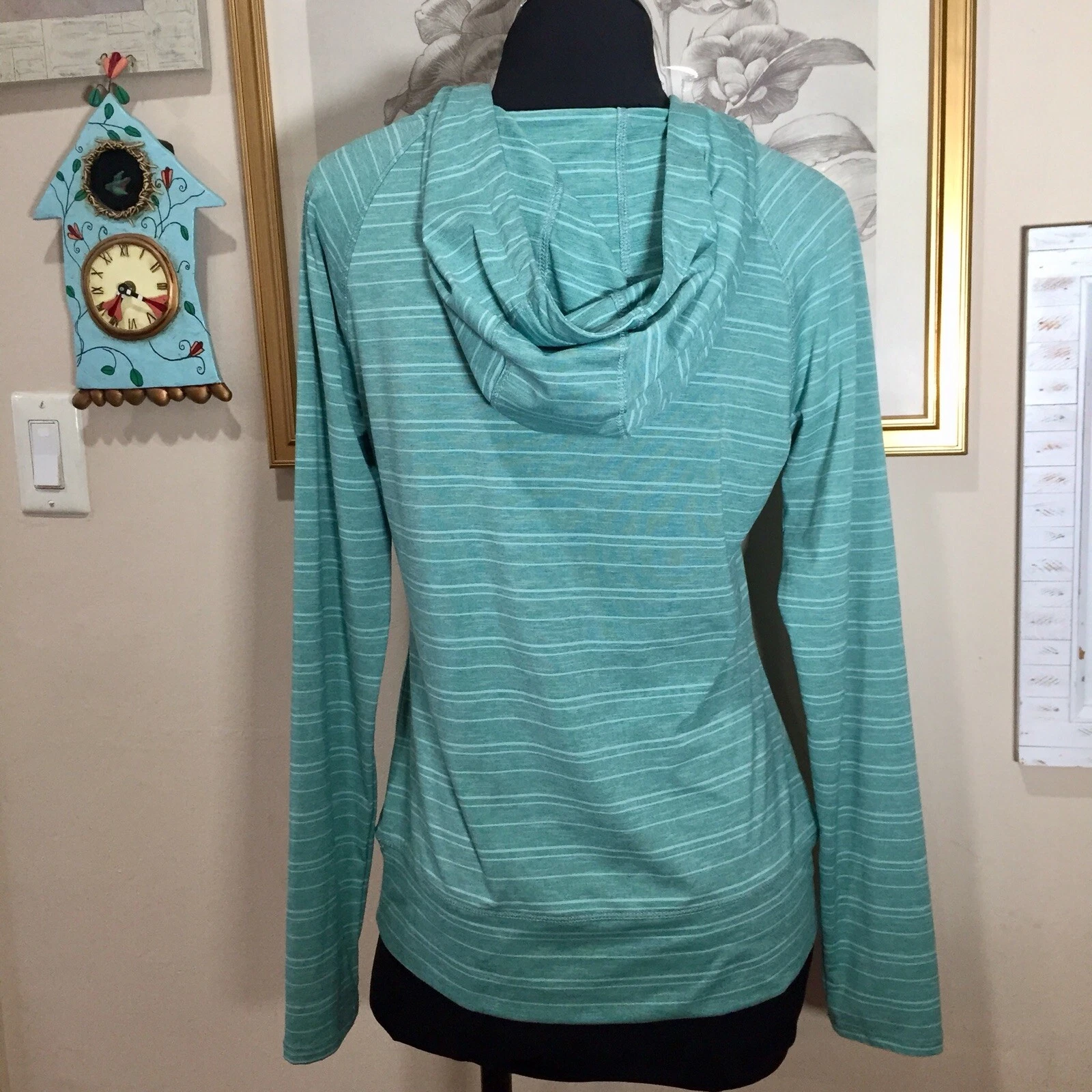 prana sol protect 1/4 snap hooded striped shirt