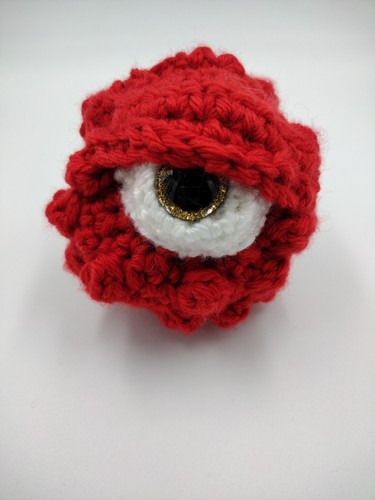 73322 Amigurumi Handmade Warty Bumpy Eyeball Monster red. Looking for a home. - Picture 1 of 8
