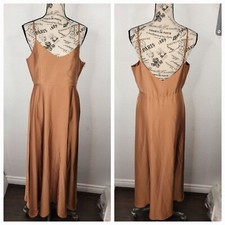 Show Me Your Mumu Maxi Slip Dress Sz Medium Copper Luxe Satin Bridesmaid Classic