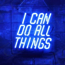 I CAN DO ALL THINGS Neon Sign Light Room Wall Hanging Nightlight Artwork 20"x16"