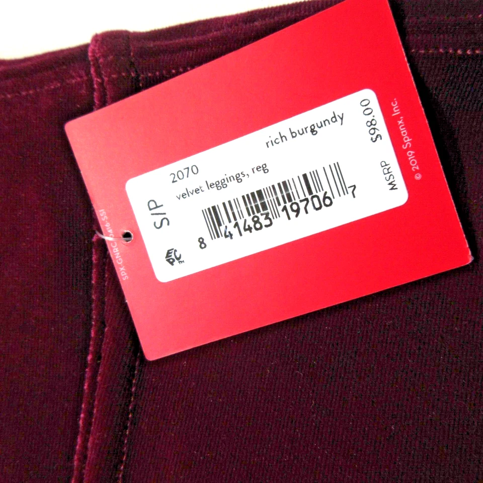 NUEVO CON ETIQUETAS SPANX 2070 Leggings Cintura Alta Elastizados Terciopelo en Borgoña Rico S $98 Foto 4 de 4