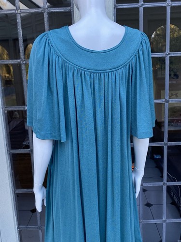 Vintage 1970s Joy Stevens Teal Long Maxi Boho Dress 8-10 Uk - Picture 4 of 14