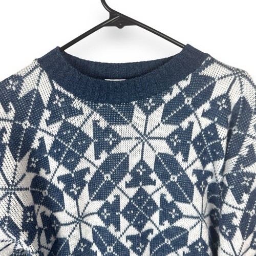 Vintage Fair Isle Snowflake Acrylic Sweater Size Large Retro 90s Knit USA Womens - Picture 8 of 11