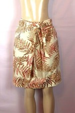 TALBOTS BRAND BEIGE MULTI FLORAL A LINE W/ PLEAT SKIRT W/BELTED WAIST SIZE 6