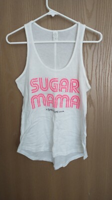 NWOT Lightweight Women's Small White Sugar Mama Tank Top w/ Advertising