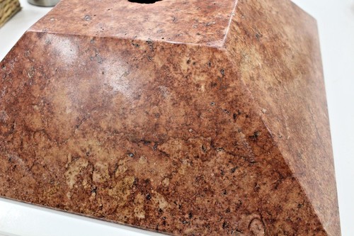 Lavabo bagno moderno pietra naturale quadrato marmo travertino rosso - Foto 10 di 12