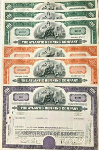 Atlantic-Refining-Company-gt-Set-of-6-1960s-Pennsylvania-stock-certificates-share