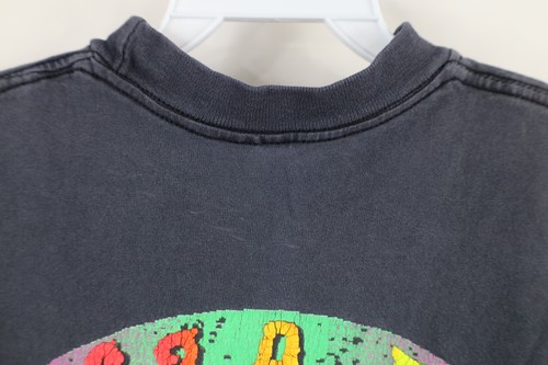 Vintage 90s Bugle Boy Boys Medium Sun Faded Spell Out Surfing T-Shirt Black USA - Picture 12 of 16