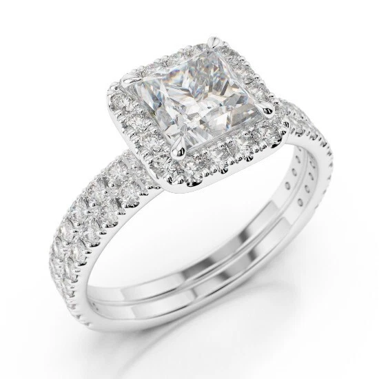 1.68 Ct Princess Cut Lab Created Diamond Engagement Ring 14K White Gold Size 7 - Image 3 of 4